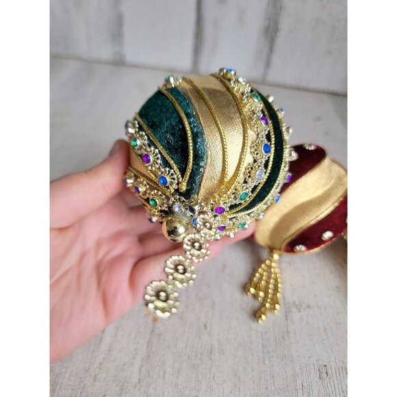 Velvet sequin ball unique ornament Xmas set Golden lace - Picture 6 of 8